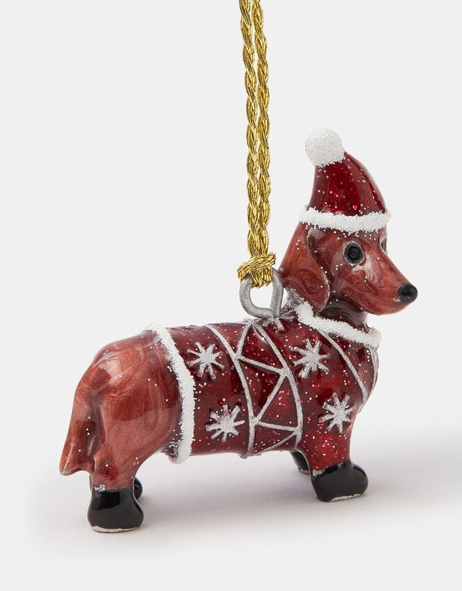 Sausage Dog Enamel Christmas Tree Decoration, , large
