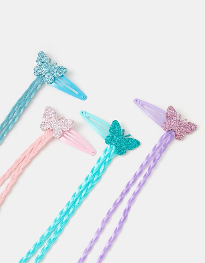 4-Pack Girls Butterfly Fake Hair Clips, , large