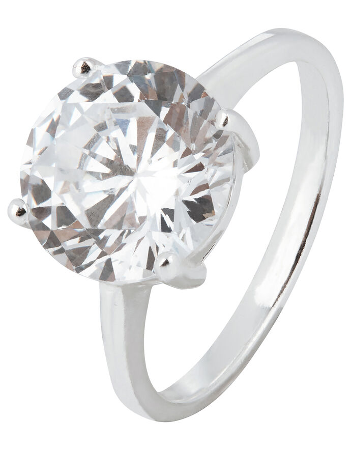 Sterling Silver Round Solitaire Ring White Sterling silver