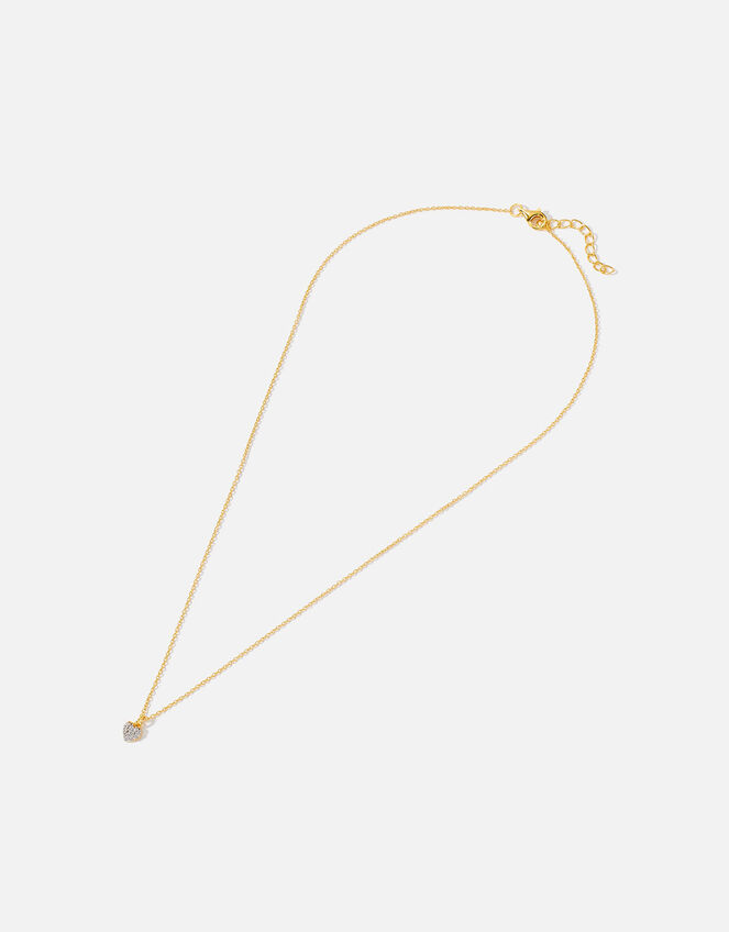 Gold Vermeil Pave Heart Necklace, , large
