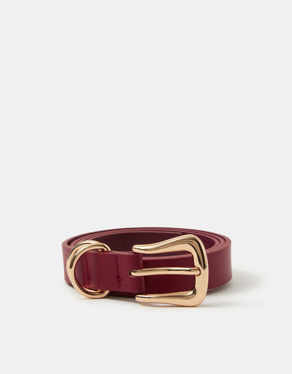 Square Buckle Belt , Red (RED), large