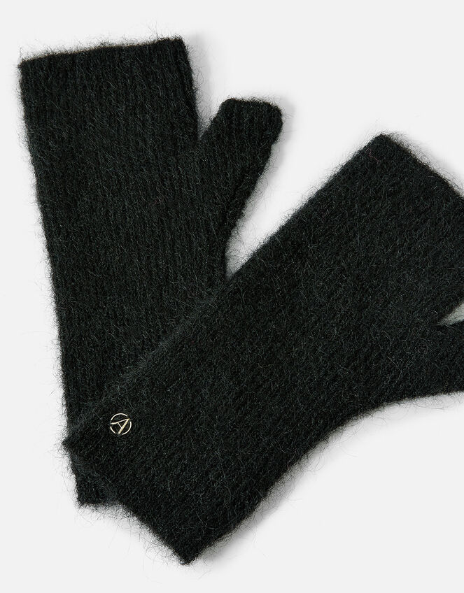 Milan Fluffy Cut Off Gloves, Black (BLACK), large