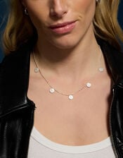 Sterling Silver-Plated Coin Charm Necklace, , large