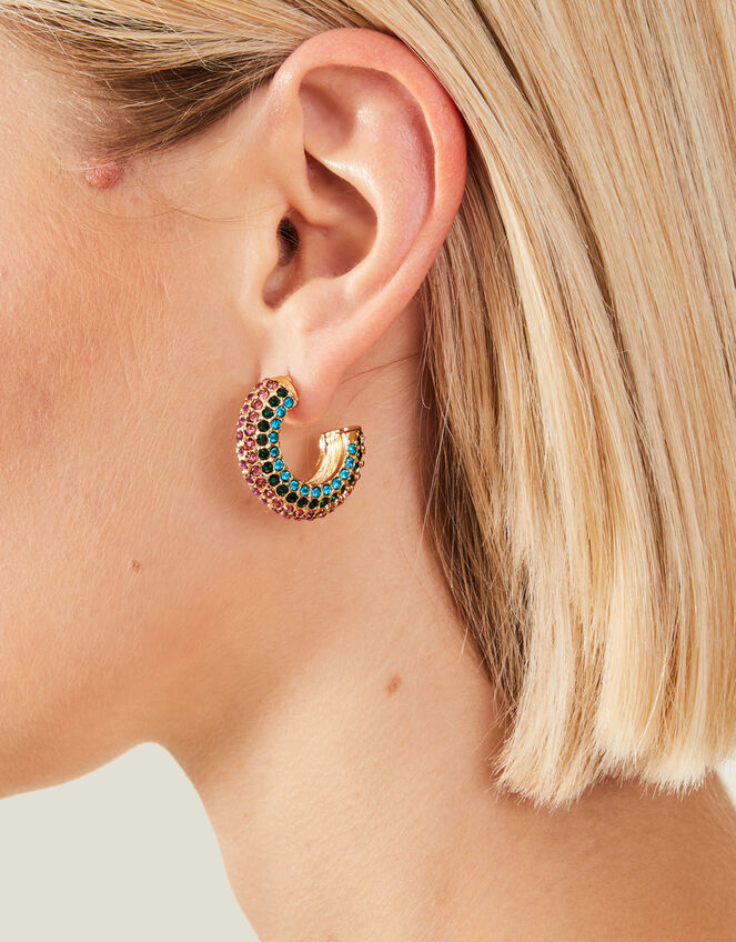 Encrusted Chunky Hoops, , large