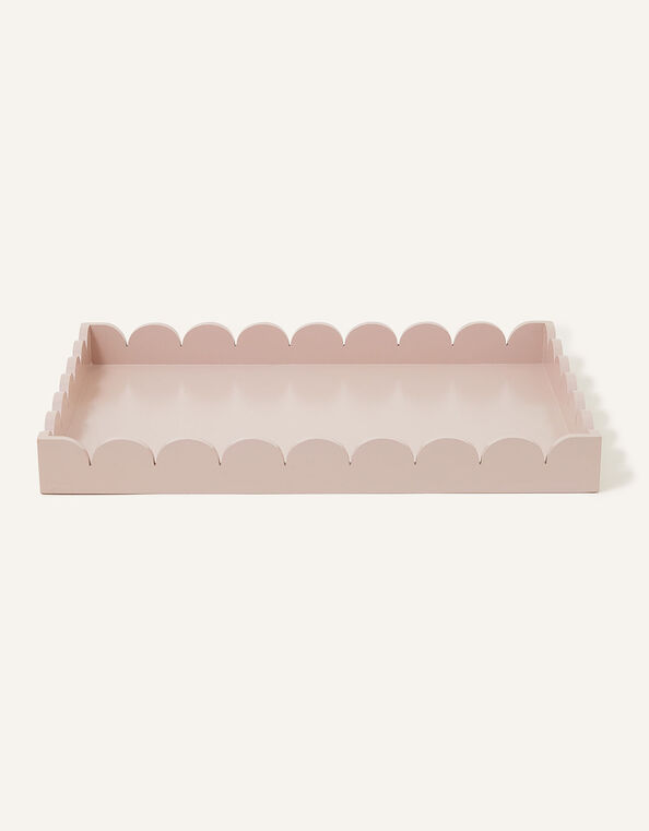 Large Wood Scallop Tray Pink, Pink (PALE PINK), large