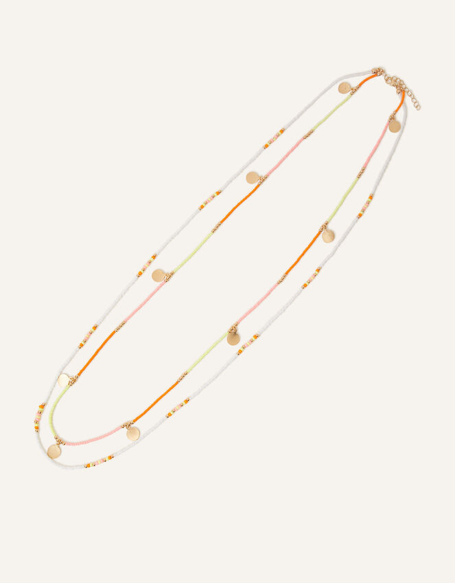Bead and Coin Layered Long Necklace, , large