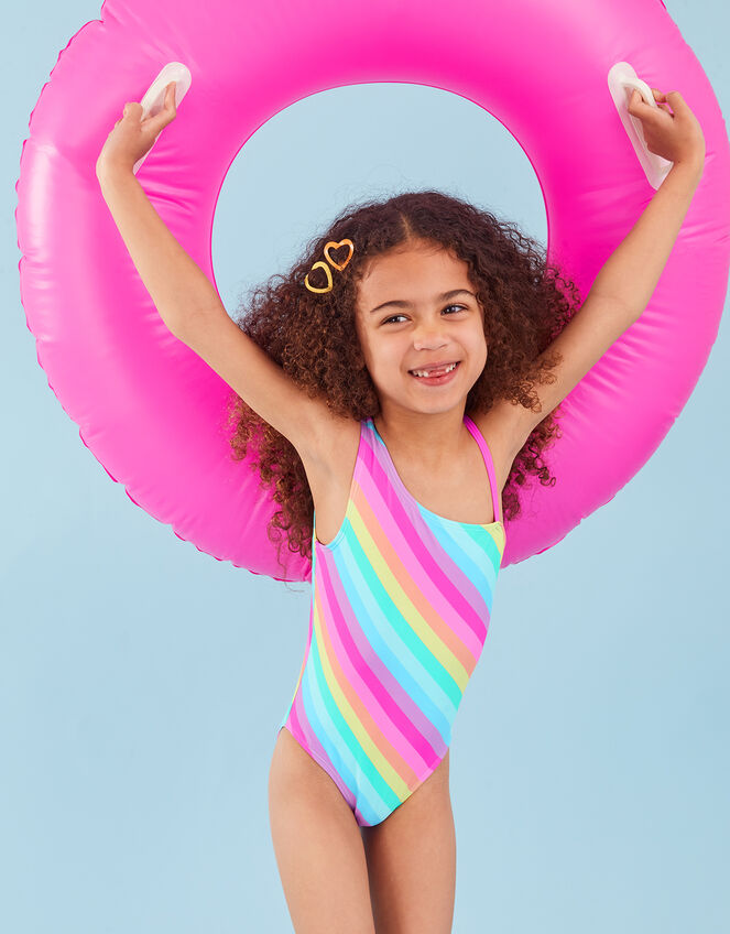 Kids Rainbow Stripe Swimsuit, Multi (BRIGHTS-MULTI), large