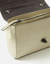 Twist Lock Chain Leather Cross-Body Bag, , large