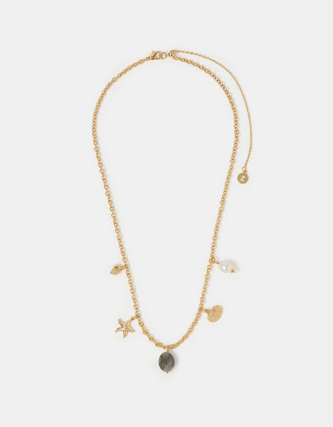 14ct Gold-Plated Ocean Charm Necklace, , large