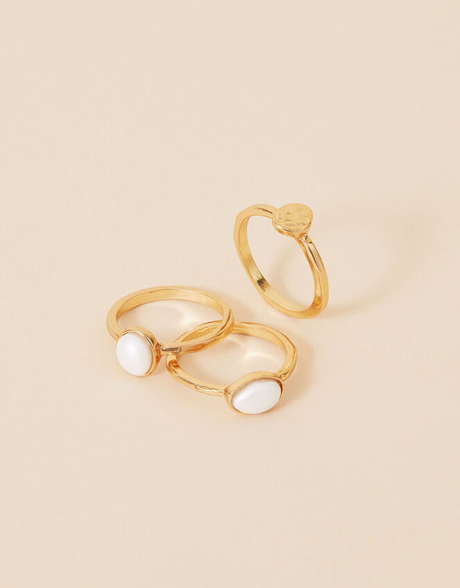 Organic Pearl Rings Set of Three, Cream (PEARL), large