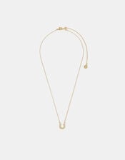 14ct Gold-Plated Horseshoe Pendant Necklace, , large