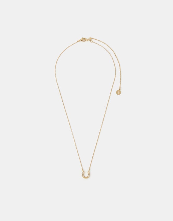14ct Gold-Plated Horseshoe Pendant Necklace, , large