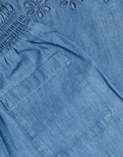 Girls Broderie Chambray Trousers, Blue (BLUE), large