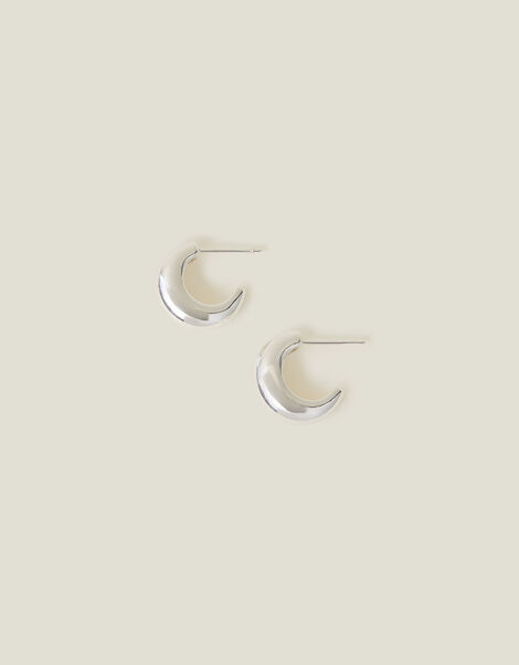 Sterling Silver-Plated Chunky Hoop Earrings, , large