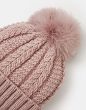 Pom-Pom Beanie Hat, Pink (PINK), large