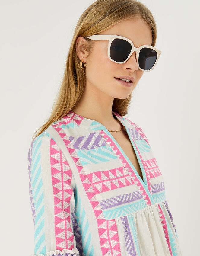 Lottie Wide Lens Sunglasses, White (WHITE), large
