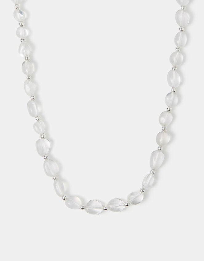 Sterling Silver-Plated Clear Quartz Necklace, , large