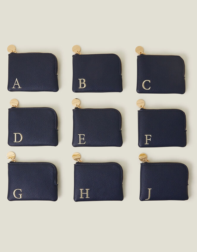 Initial Coin Purse, Blue (NAVY), large