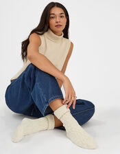 Chenille Cable Knit Bed Socks, , large