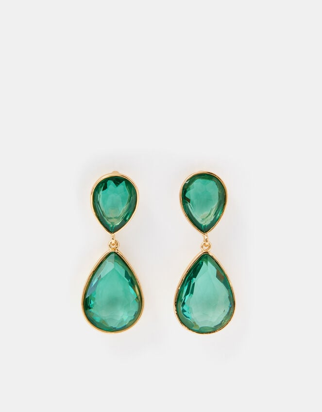 Double Gem Teardrop Earrings, , large
