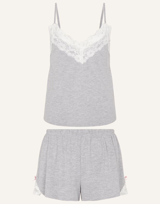 Lace Trim Short Pyjamas Set, Grey (GREY), large