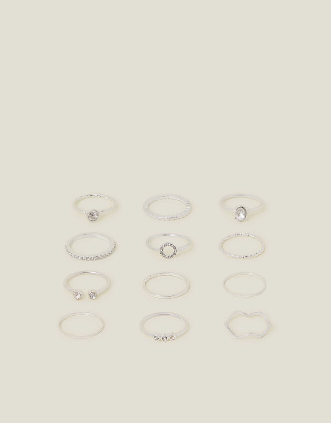 Crystal Rings 12 Pack, Silver (SILVER), large