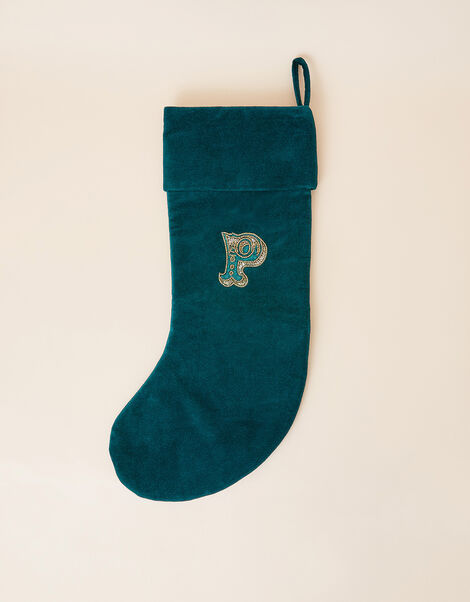 Embroidered Initial P Stocking, , large