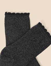 Sparkle Ribbed Socks, Black (BLACK), large