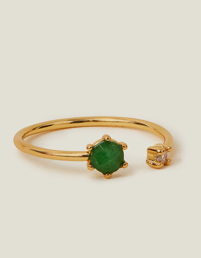 14ct Gold-Plated Adjustable Birthstone Ring, Gold (GOLD), large