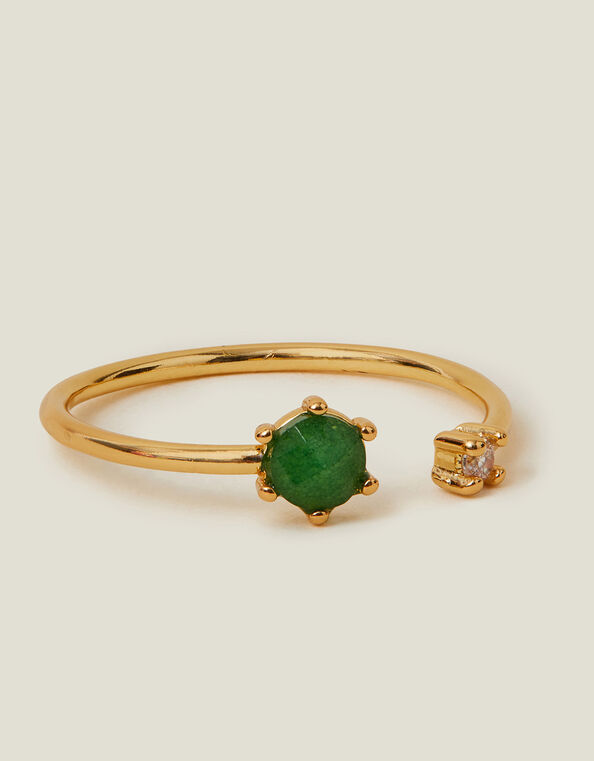 14ct Gold-Plated Adjustable Birthstone Ring, Gold (GOLD), large