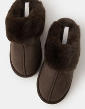 Suedette Mule Slippers, Brown (CHOCOLATE), large
