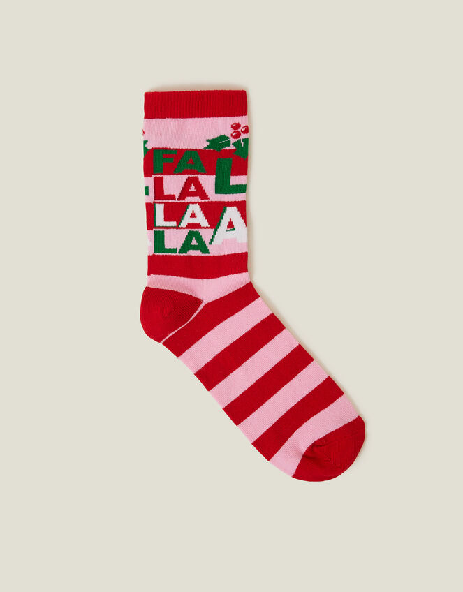 Fa La La Christmas Socks, Red (RED), large