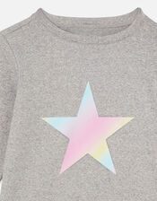Girls Long Sleeve Star T-Shirt, Grey (GREY), large