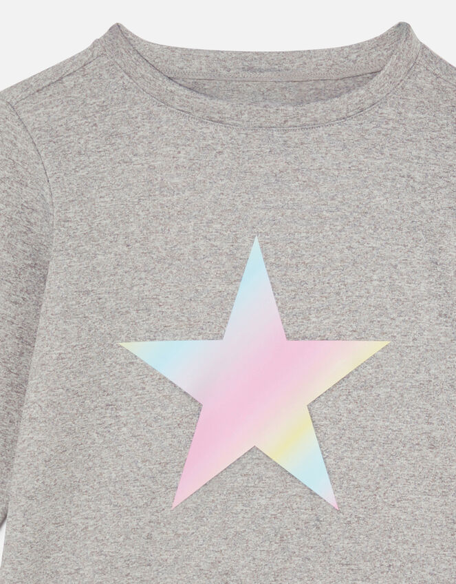 Girls Long Sleeve Star T-Shirt, Grey (GREY), large