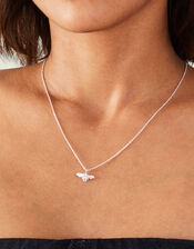 Sterling Silver-Plated Bee Pendant Necklace, , large