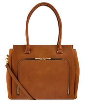Morgan Vegan Work Tote Bag, Tan (TAN), large