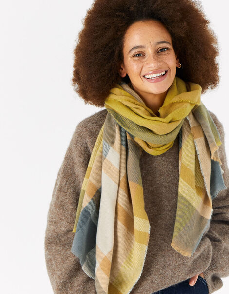 Sunrise Check Blanket Scarf, , large