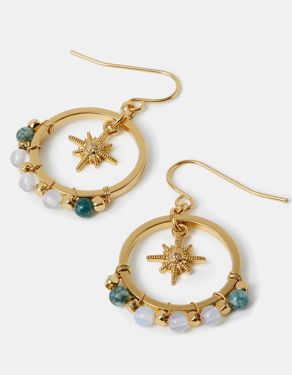 14ct Gold-Plated Star Charm Hoop Earrings, , large
