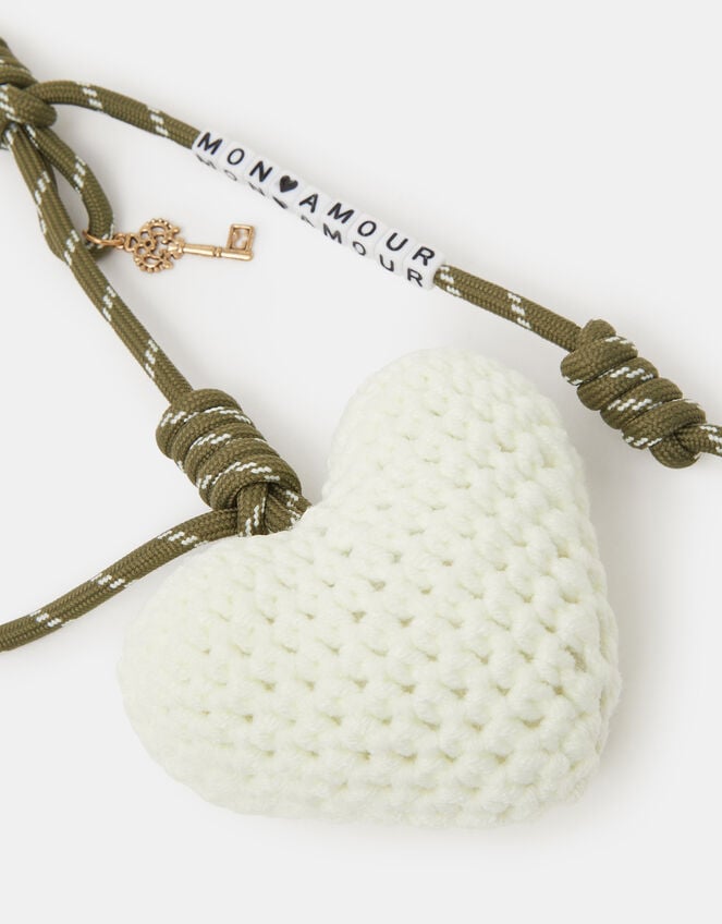 Macrame Heart Cord Bag Charm, , large