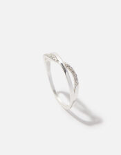 Sterling Silver Sparkly Twist Ring, Silver (ST SILVER), large