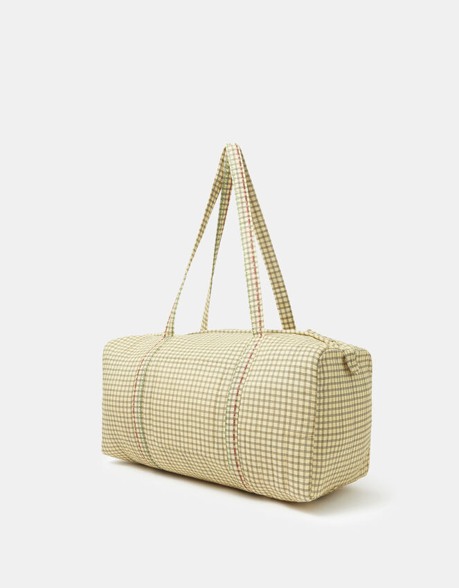 Floral Embroidered Check Weekend Bag, , large