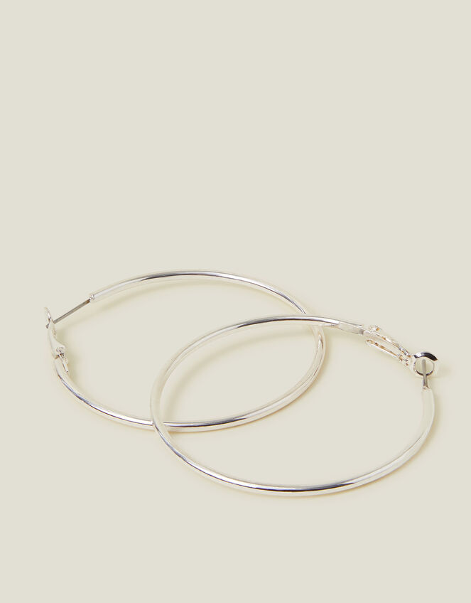Medium Simple Hoops, Silver (SILVER), large