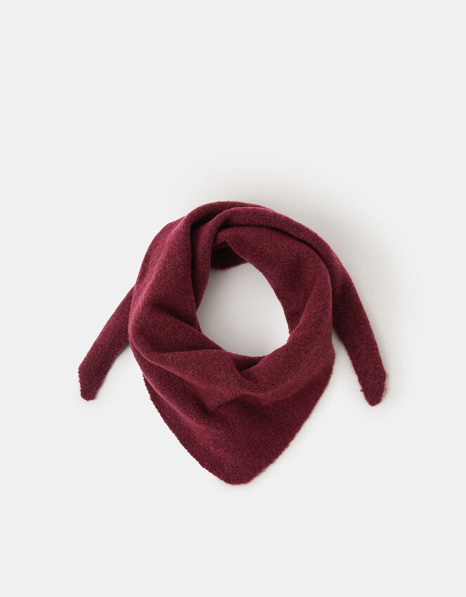 Plain Knitted Triangle Scarf, , large