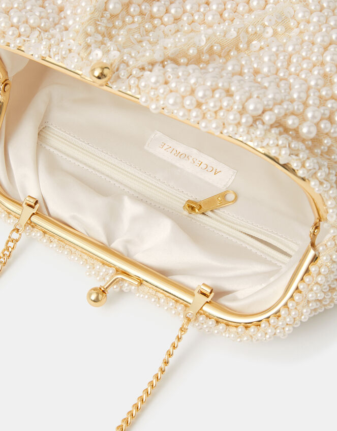 Bridal Cloud Pearl Beaded Mini Bag, , large