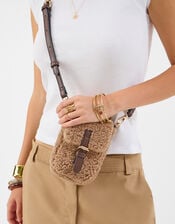 Faux Shearling Phone Bag, , large