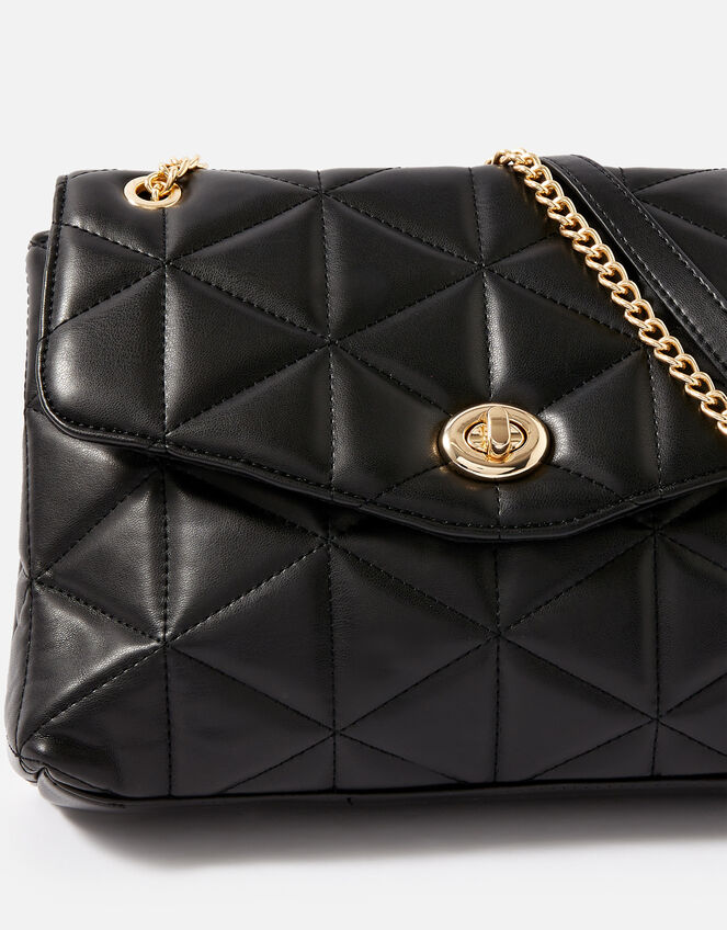 Eva Quilted Shoulder Bag, Black (BLACK), large