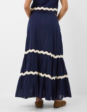 Ric Rac Tiered Maxi Skirt, Blue (NAVY), large