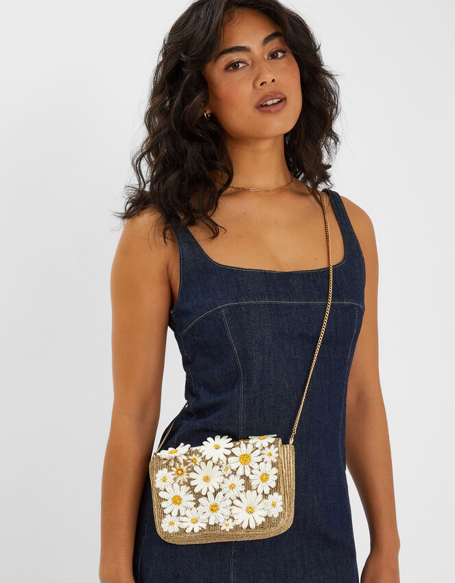 Hand-Beaded 3D Floral Clutch Bag, , large