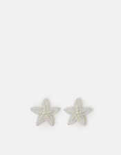 Beaded Starfish Statement Stud Earrings, , large