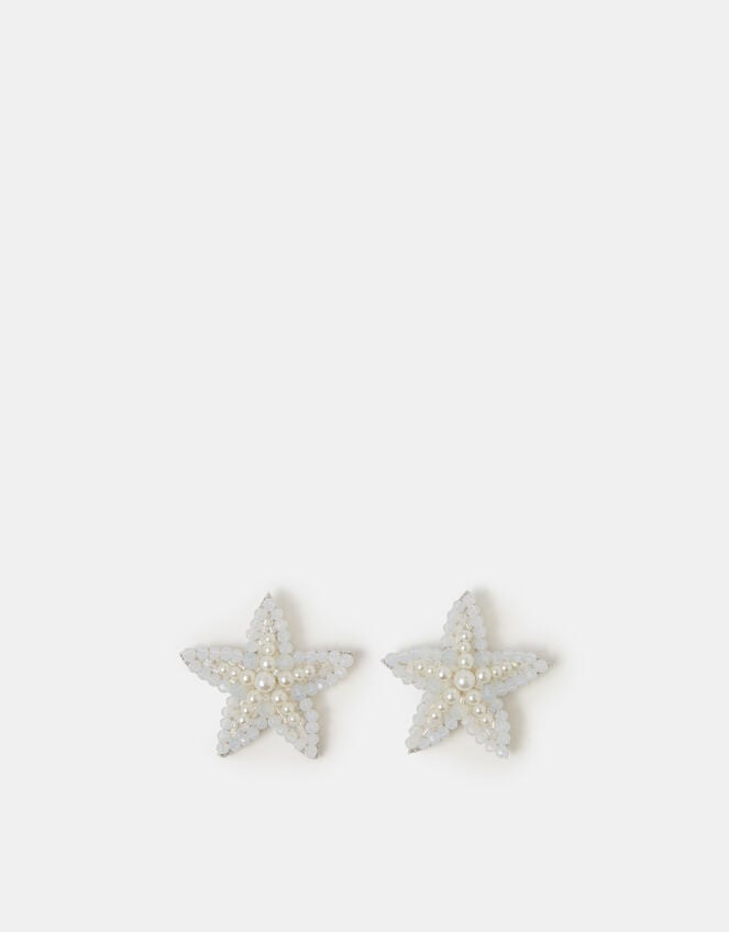Beaded Starfish Statement Stud Earrings, , large
